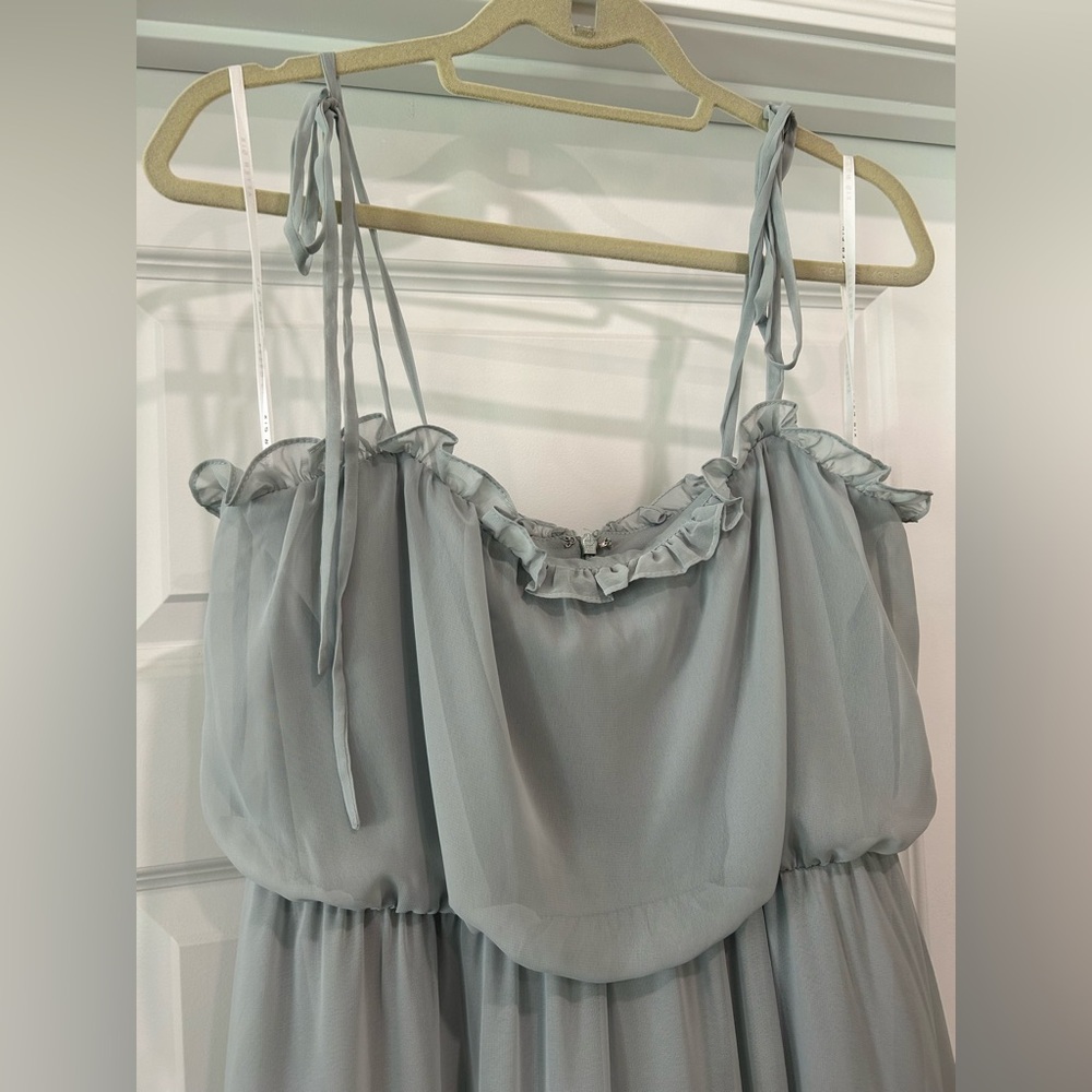 After Six Soft Gray Ruffled Dress - Picture 2 of 7